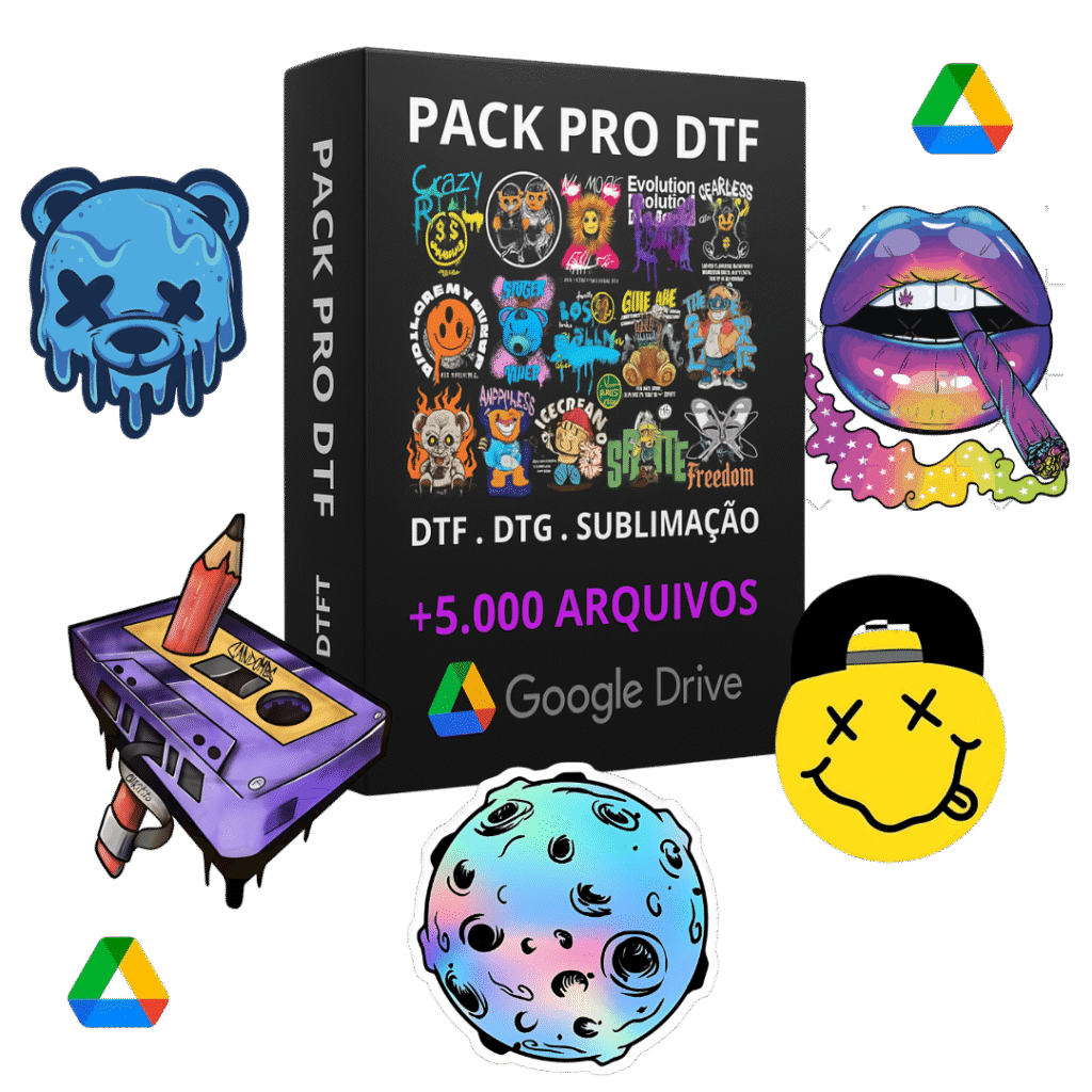 Mockup do Pack Pro DTF com centenas de artes prontas